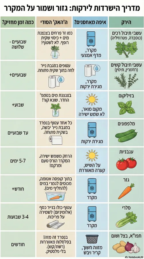 מדריך הישרדות לירקות - אינפוגרפיקה