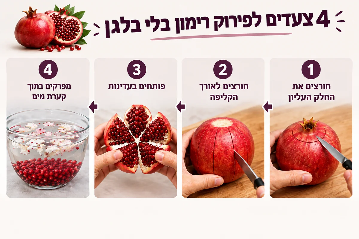 איך לחתוך רימון - אינפוגרפיקה
